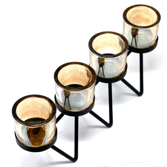 Iron Votive Candle Holder - 4 Cup Zig Zag