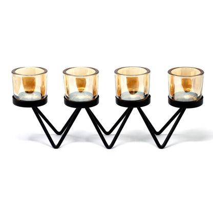 Iron Votive Candle Holder - 4 Cup Zig Zag