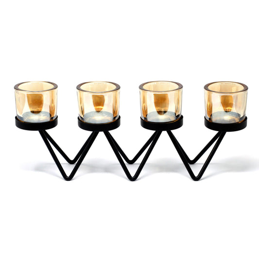 Iron Votive Candle Holder - 4 Cup Zig Zag