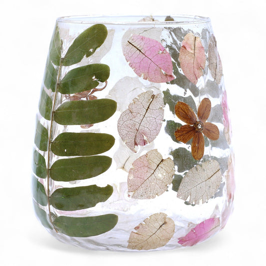 Natural Floral Glass - Short Vase Candle Holder - Primavera
