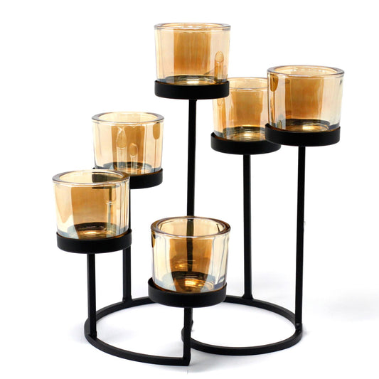 Iron Votive Candle Holder - 6 Cup Circular Tree