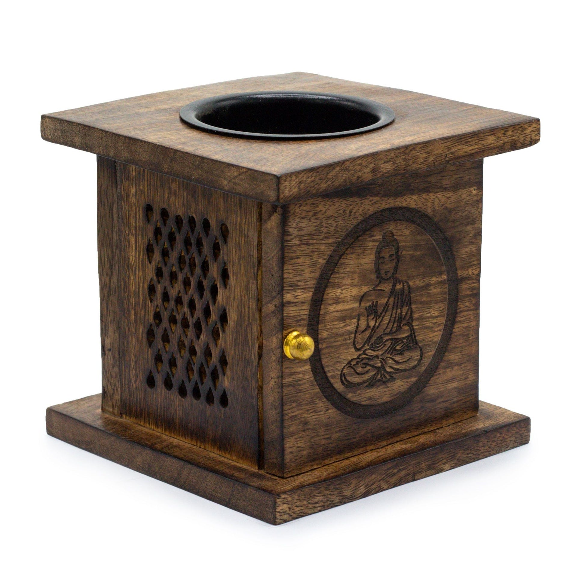Buddha Engraved Wooden Wax Melt Burner - Ettovi Candle Company
