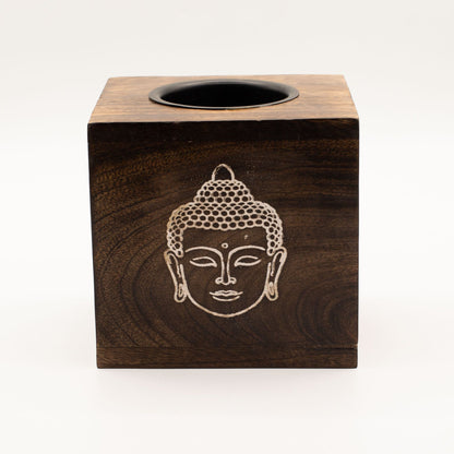 Buddha Face Carved Wooden Wax Melt Burner - Ettovi Candle Company