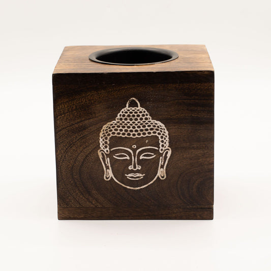 Buddha Face Carved Wooden Wax Melt Burner - Ettovi Candle Company