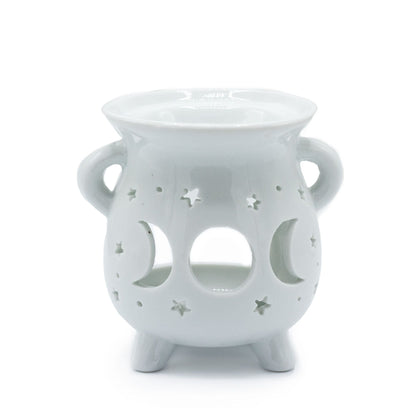 Cauldron Moon Phase Novelty Wax Melt Burner – White - Ettovi Candle Company