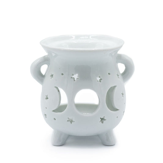 Cauldron Moon Phase Novelty Wax Melt Burner – White - Ettovi Candle Company