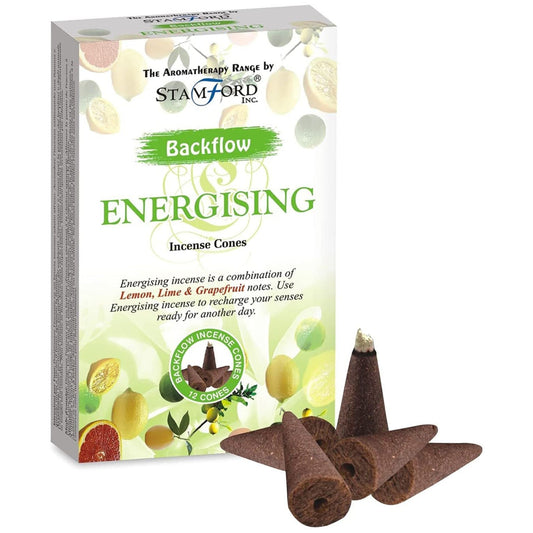 Energising Backflow Incense Cones – Lemon, Lime & Grapefruit – Pack of 12 - Ettovi Candle Company