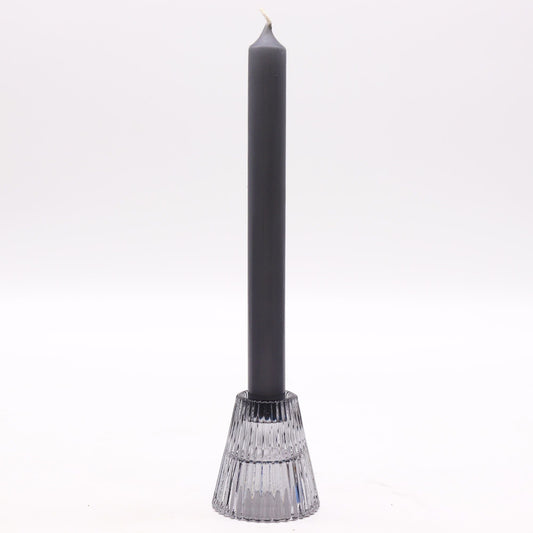 Flip Glass Tealight and Taper Candle Holder – Midnight Grey - Ettovi Candle Company