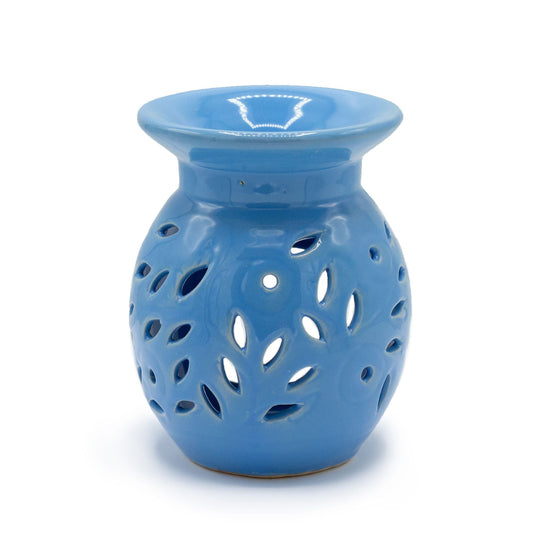 Floral Wax Melt Burner – Blue - Ettovi Candle Company