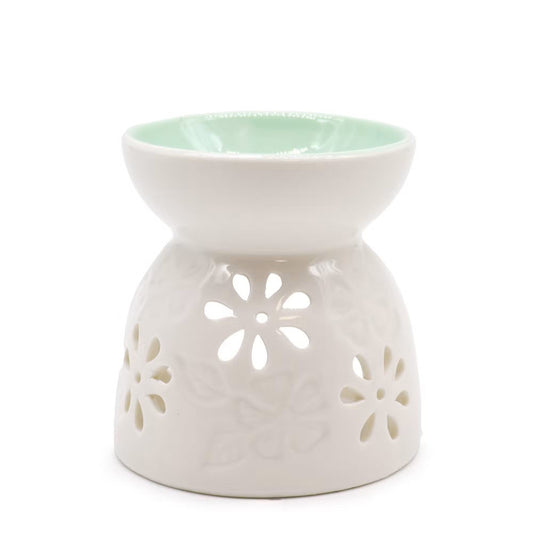 Floral Wax Melt Burner – White - Ettovi Candle Company