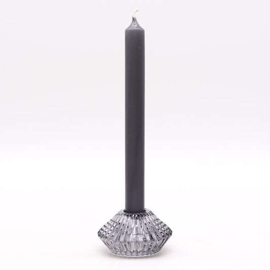 Flower Flip Glass Tealight and Taper Candle Holder – Midnight Grey - Ettovi Candle Company