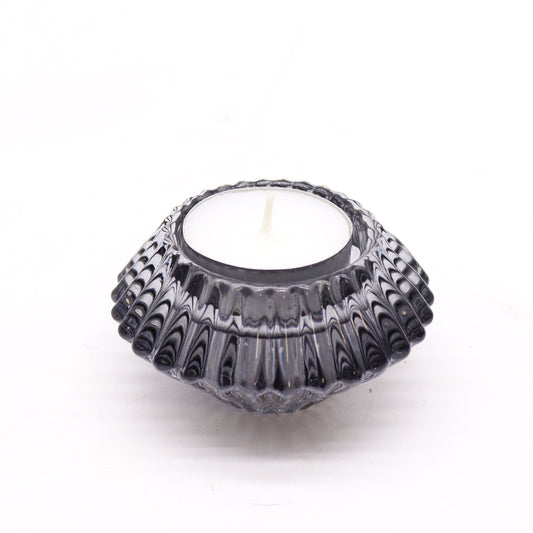 Flower Flip Glass Tealight and Taper Candle Holder – Midnight Grey - Ettovi Candle Company