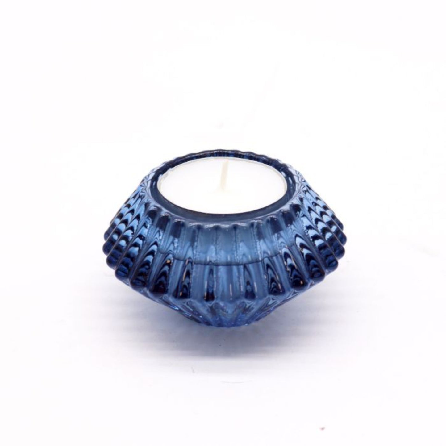 Flower Flip Glass Tealight and Taper Candle Holder – Royal Blue - Ettovi Candle Company