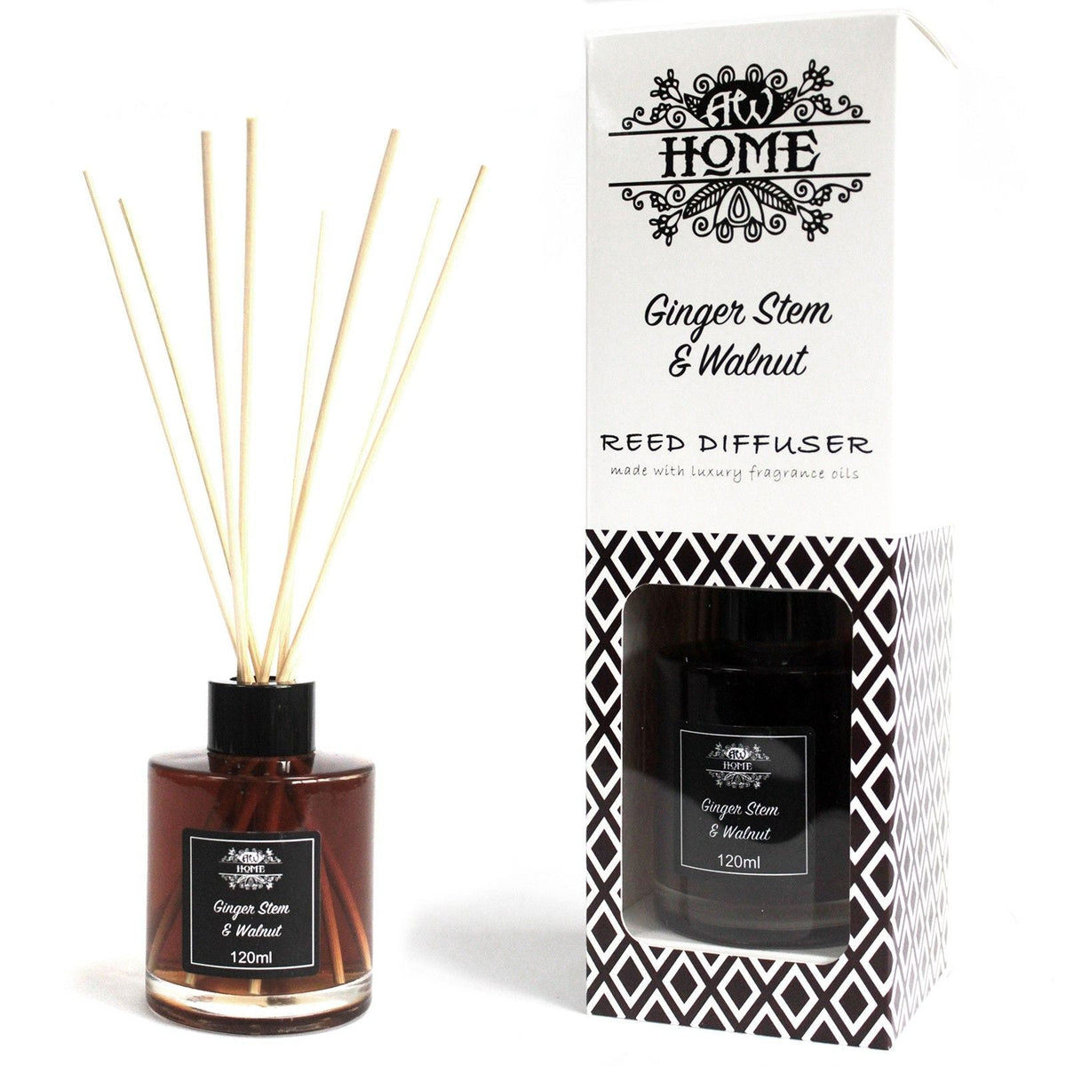Ginger Stem & Walnut Scented Reed Diffuser – 120ml - Ettovi Candle Company