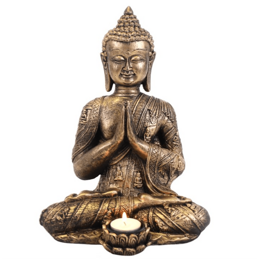 Gold Effect Buddha Resin Tealight Holder - Ettovi Candle Company