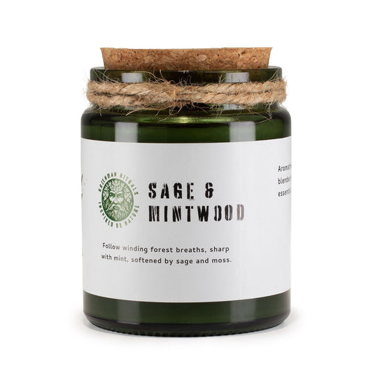 Greenman Sage & Mintwood Woodwick Candle - Ettovi Candle Company