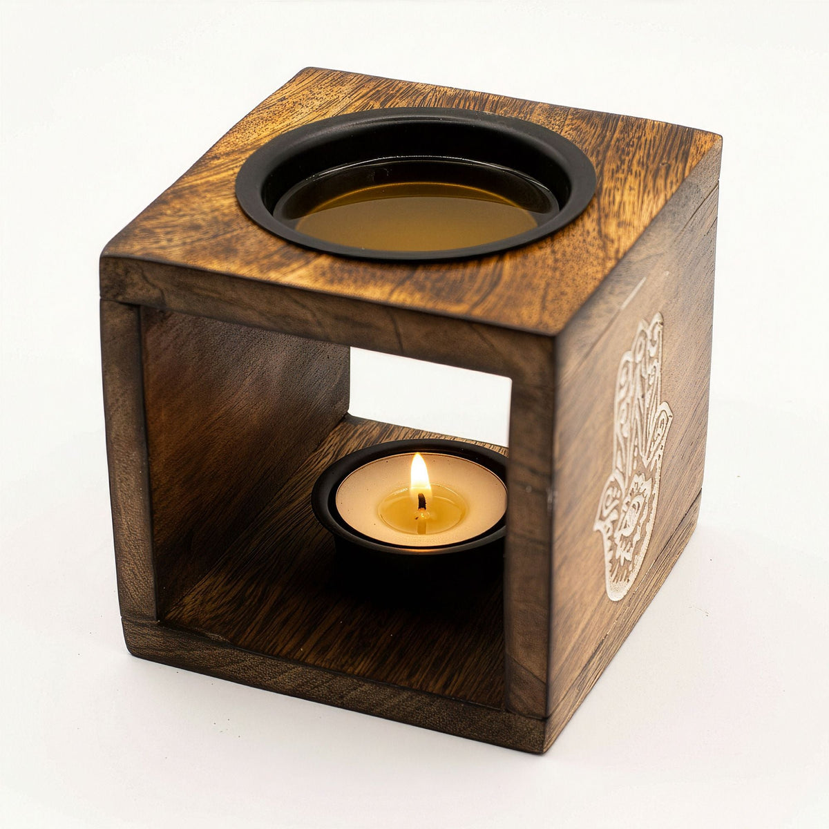 Hamsa Carved Wooden Wax Melt Burner - Ettovi Candle Company