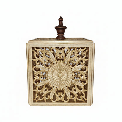 Hand- Carved Art Deco Keepsake Box - Rubberwood - Ettovi Candle Company