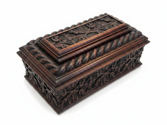 Hand-Carved Art Nouveau Gothic Keepsake Box – Oak Wood - Ettovi Candle Company