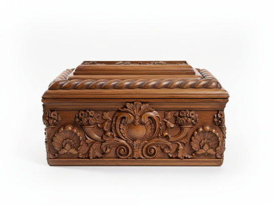 Hand-Carved Victorian Gothic Keepsake Box – Oak Wood - Ettovi Candle Company