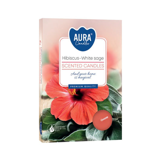 Hibiscus & White Sage Scented Tealight Candles – Pack of 6 - Ettovi Candle Company