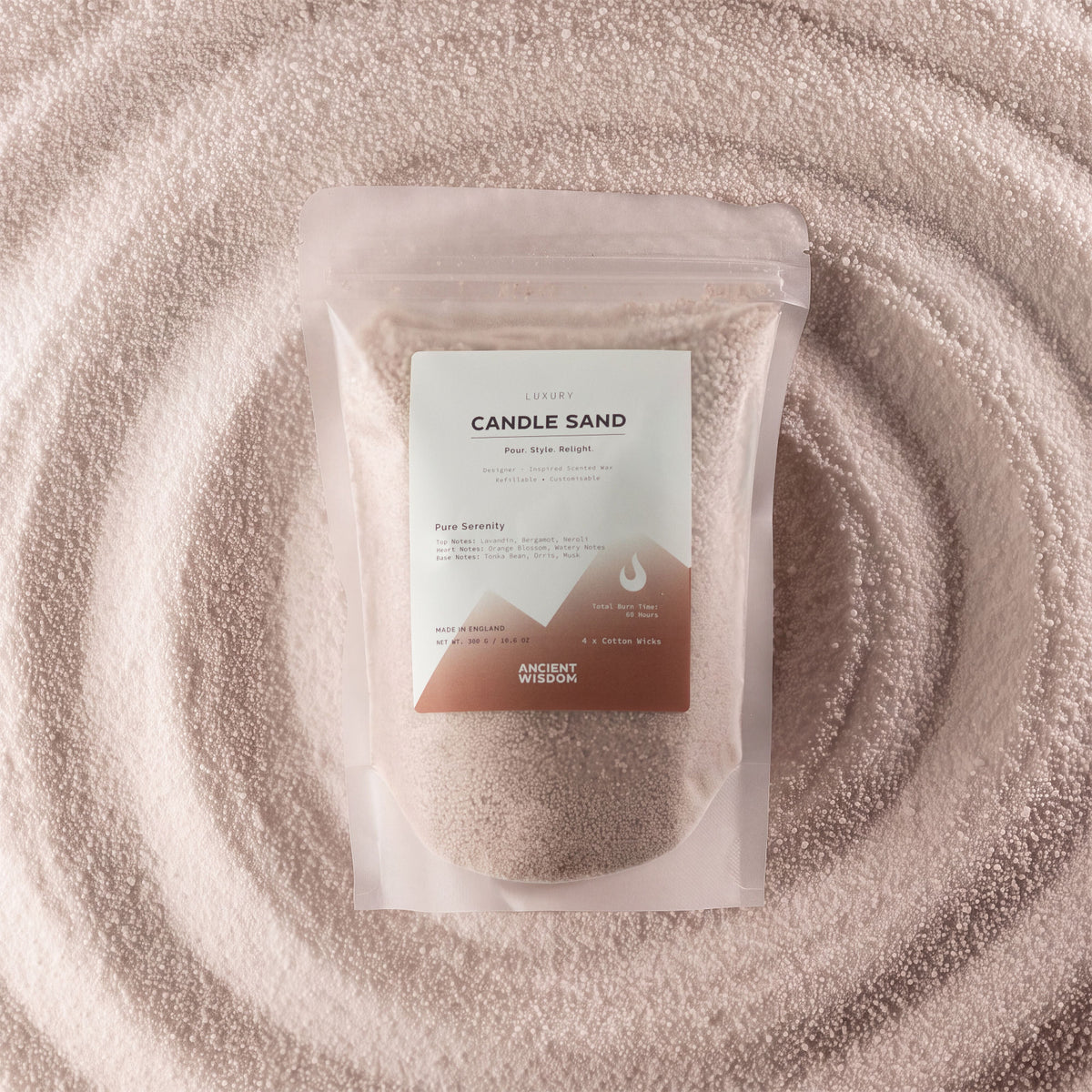 Latte Beige Candle Sand Pure Serenity - Ettovi Candle Company