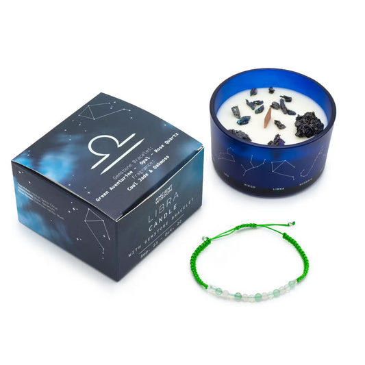 Libra Crystal Infused Candle & Gemstone Bracelet
