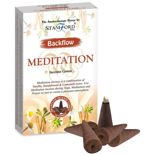 Meditation Backflow Incense Cones – Vanilla, Sandalwood & Chamomile – Pack of 12 - Ettovi Candle Company