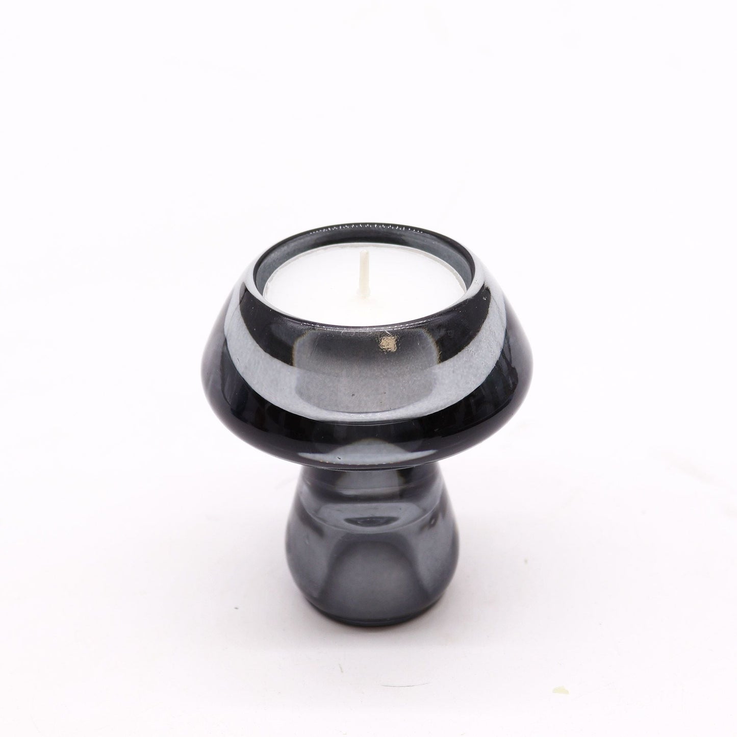 Mushroom Flip Glass Tealight and Taper Candle Holder – Midnight Grey - Ettovi Candle Company