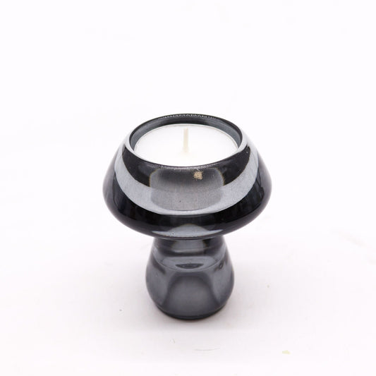 Mushroom Flip Glass Tealight and Taper Candle Holder – Midnight Grey - Ettovi Candle Company