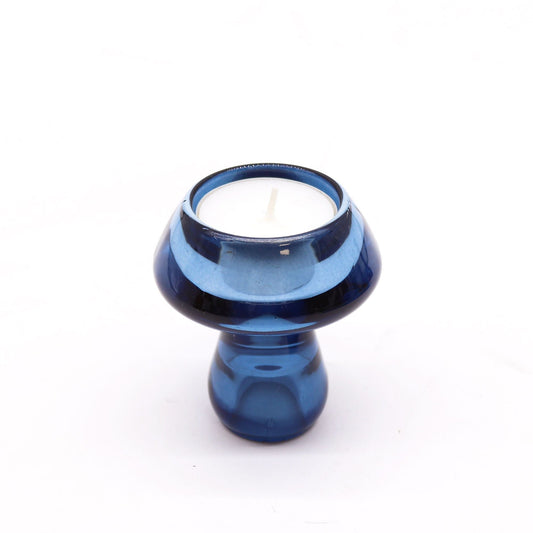 Mushroom Flip Glass Tealight and Taper Candle Holder – Royal Blue - Ettovi Candle Company