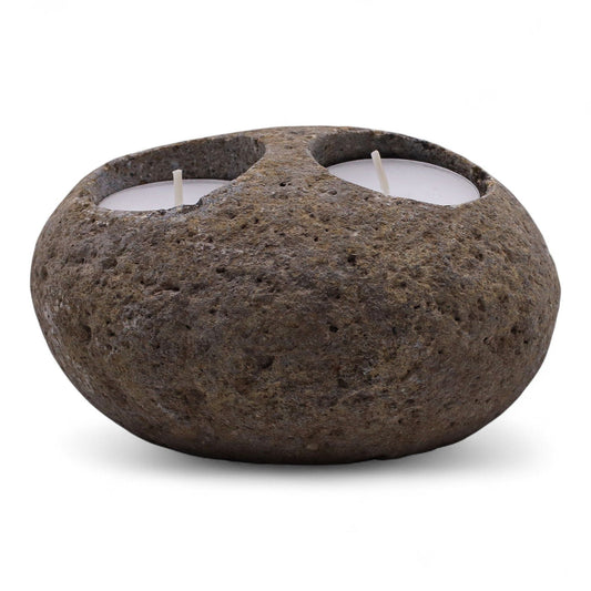 Natural Riverstone Tealight Holder – Double - Ettovi Candle Company
