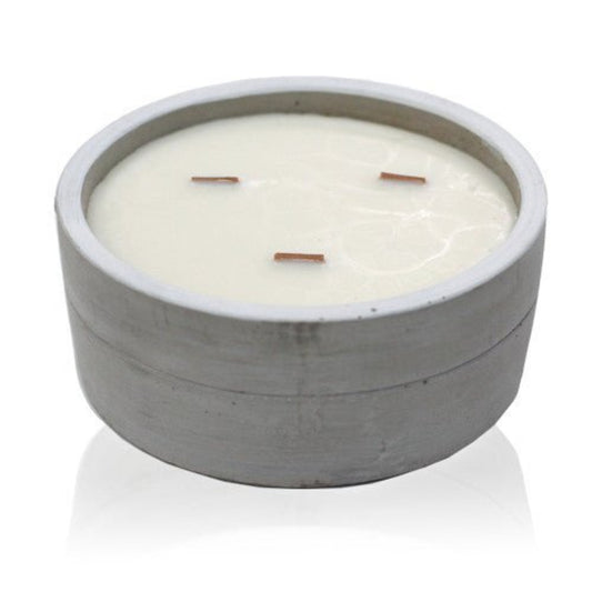 Patchouli and Dark Amber Large Concrete Pot Candle - Ettovi Candle Company