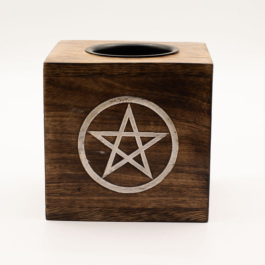 Pentagon Carved Wooden Wax Melt Burner - Ettovi Candle Company