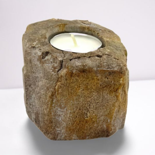 Petrified Wood Tealight Holder – Single Small - Ettovi Candle Company
