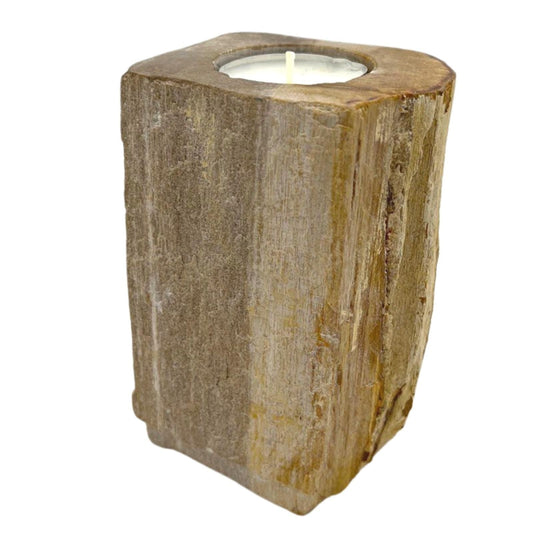 Petrified Wood Tealight Holder – Single Tall - Ettovi Candle Company