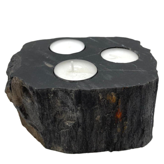 Petrified Wood Tealight Holder – Triple - Ettovi Candle Company