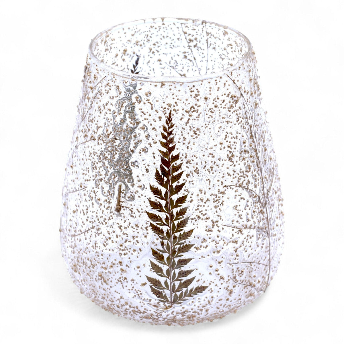 Pino Large Bowl Natural Floral Glass Tealight Holder - Ettovi Candle Company