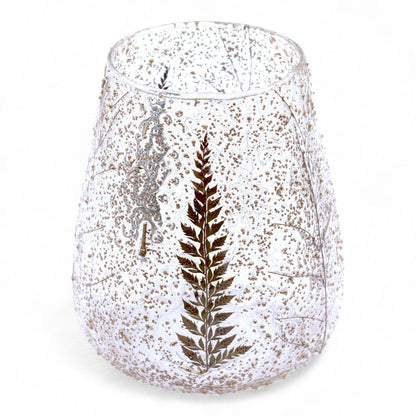 Pino Large Bowl Natural Floral Glass Tealight Holder - Ettovi Candle Company