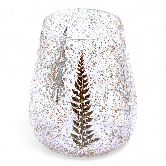 Pino Large Bowl Natural Floral Glass Tealight Holder - Ettovi Candle Company