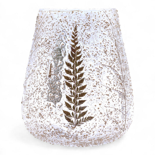 Pino Large Bowl Natural Floral Glass Tealight Holder - Ettovi Candle Company