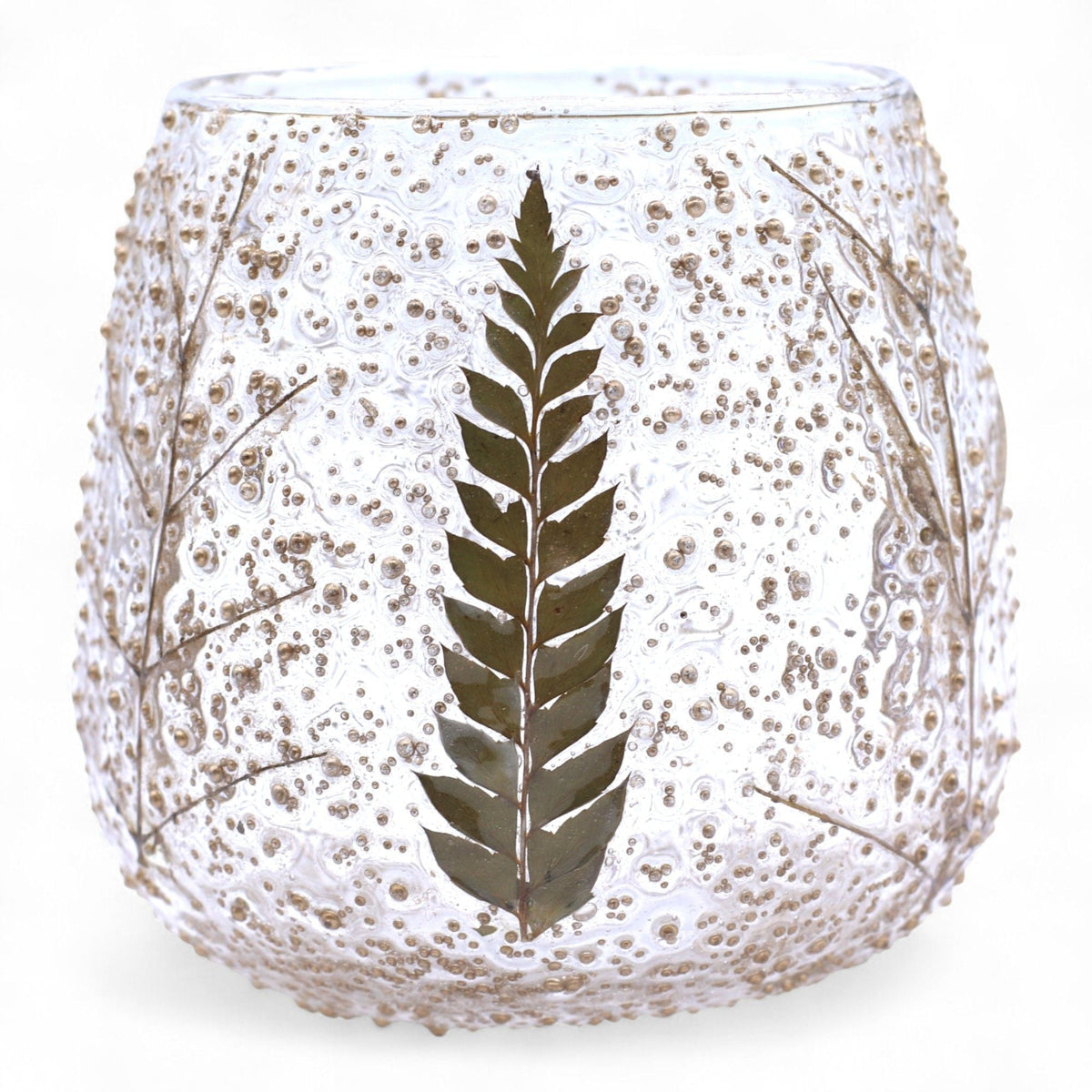 Pino Straight Natural Floral Glass Tealight Holder - Ettovi Candle Company