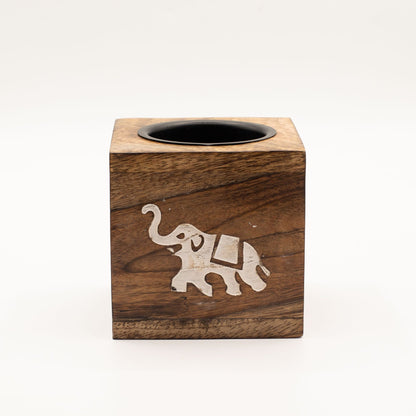 Playful Elephant Carved Wooden Wax Melt Burner - Ettovi Candle Company