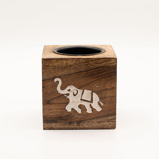 Playful Elephant Carved Wooden Wax Melt Burner - Ettovi Candle Company