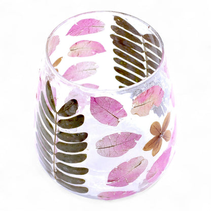 Primavera Short Vase Natural Floral Glass Tealight Holder - Ettovi Candle Company