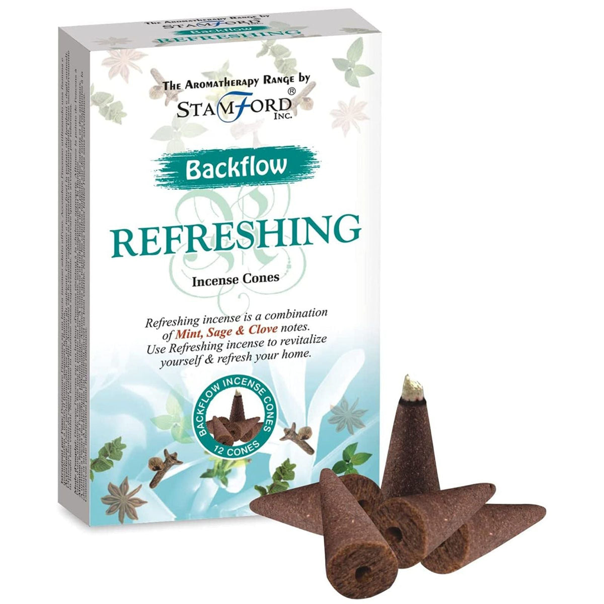 Refreshing Backflow Incense Cones – Mint, Sage & Clove – Pack of 12 - Ettovi Candle Company