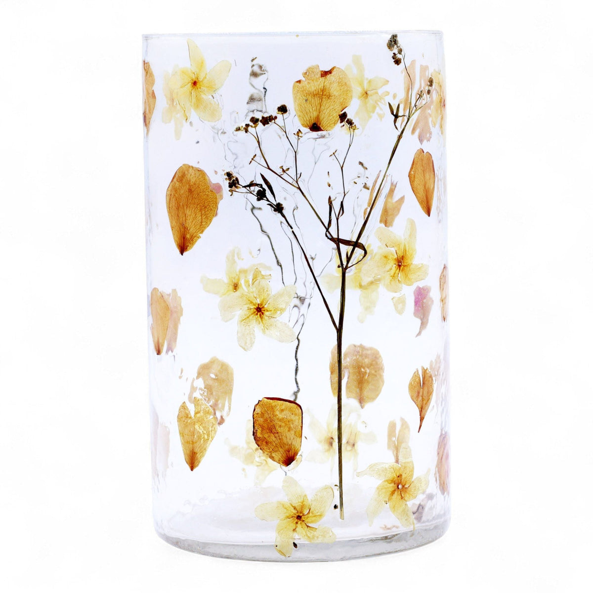 Rosa Tall Vase Natural Floral Glass Tealight Holder - Ettovi Candle Company