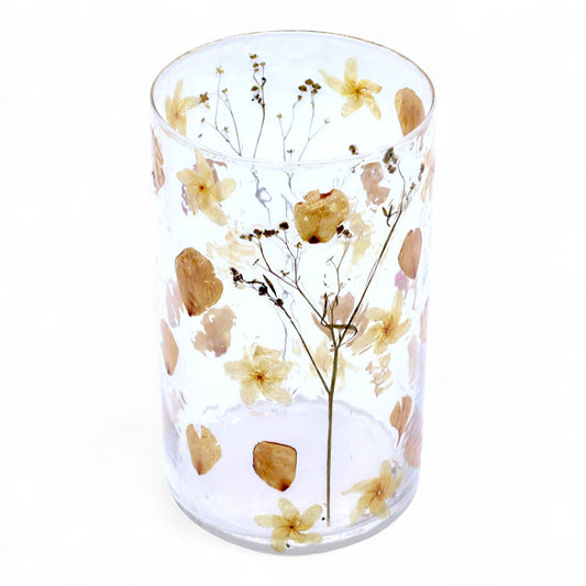 Rosa Tall Vase Natural Floral Glass Tealight Holder - Ettovi Candle Company
