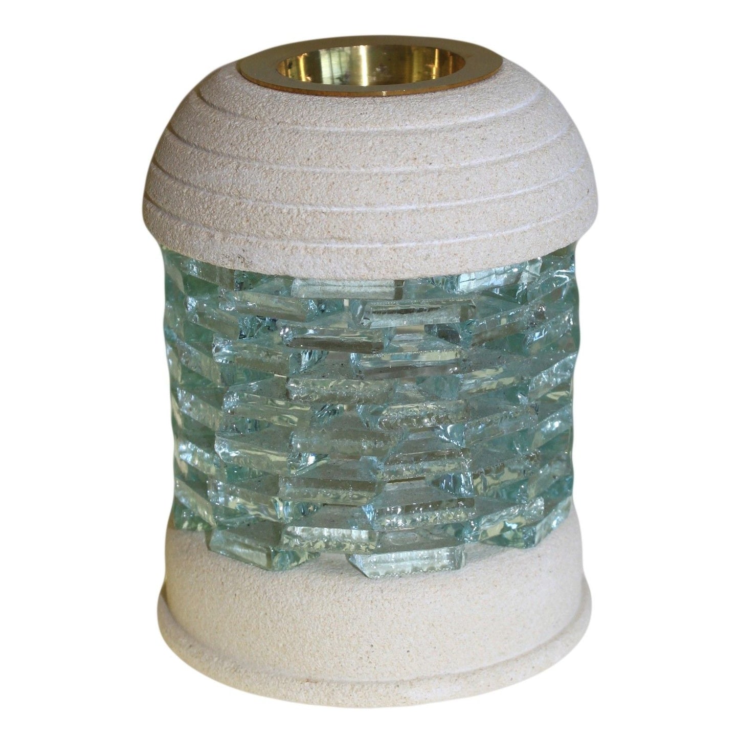 Round Glass Brick Sandstone Wax Melt Burner - Ettovi Candle Company