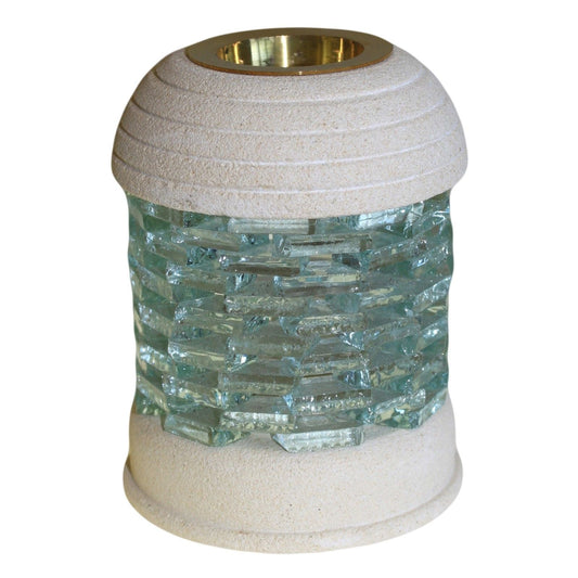 Round Glass Brick Sandstone Wax Melt Burner - Ettovi Candle Company